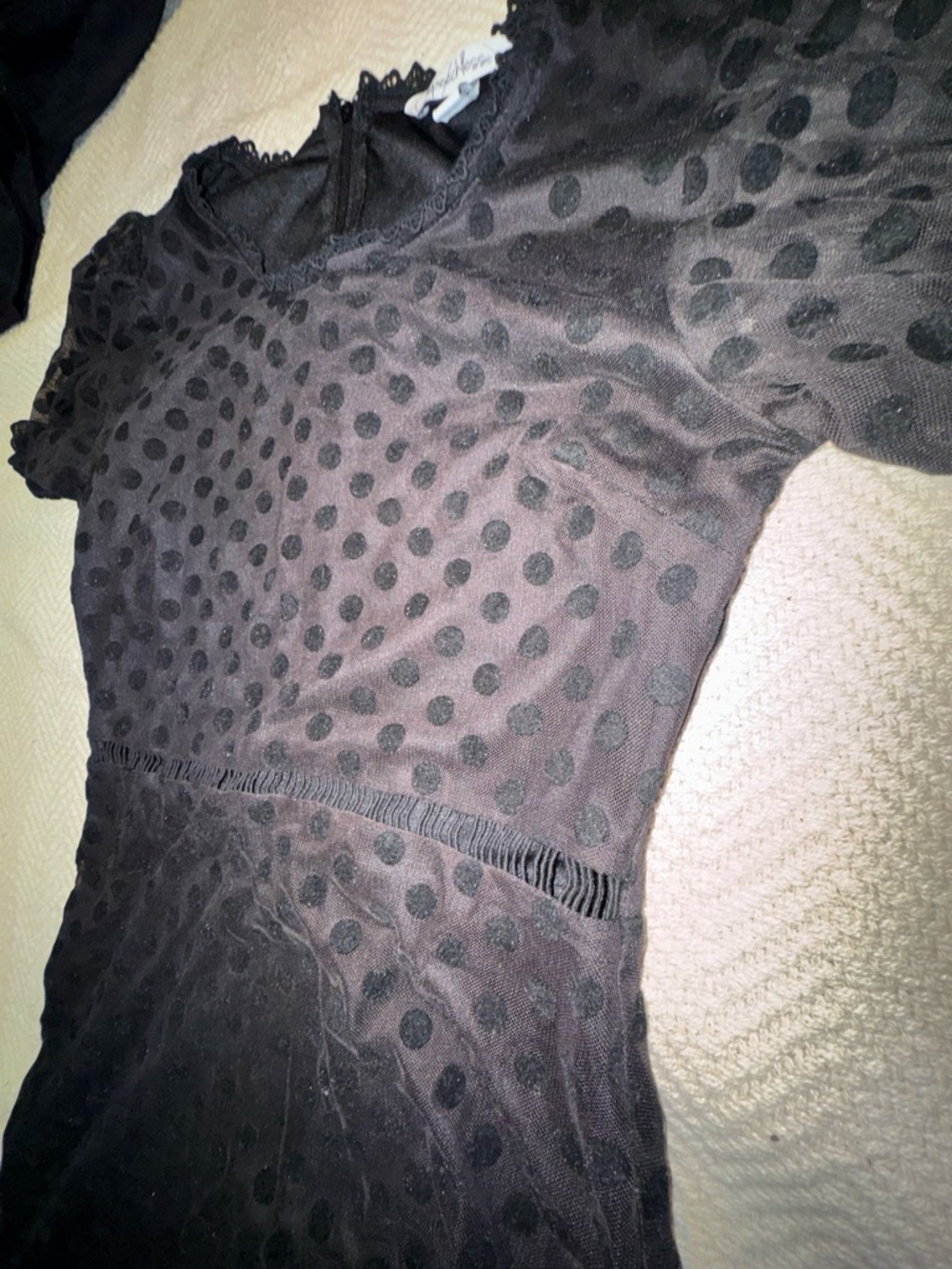 Speechless Black Polka Dot Mesh Mini Dress Size Small [SKU:045] - Picture 4 of 6